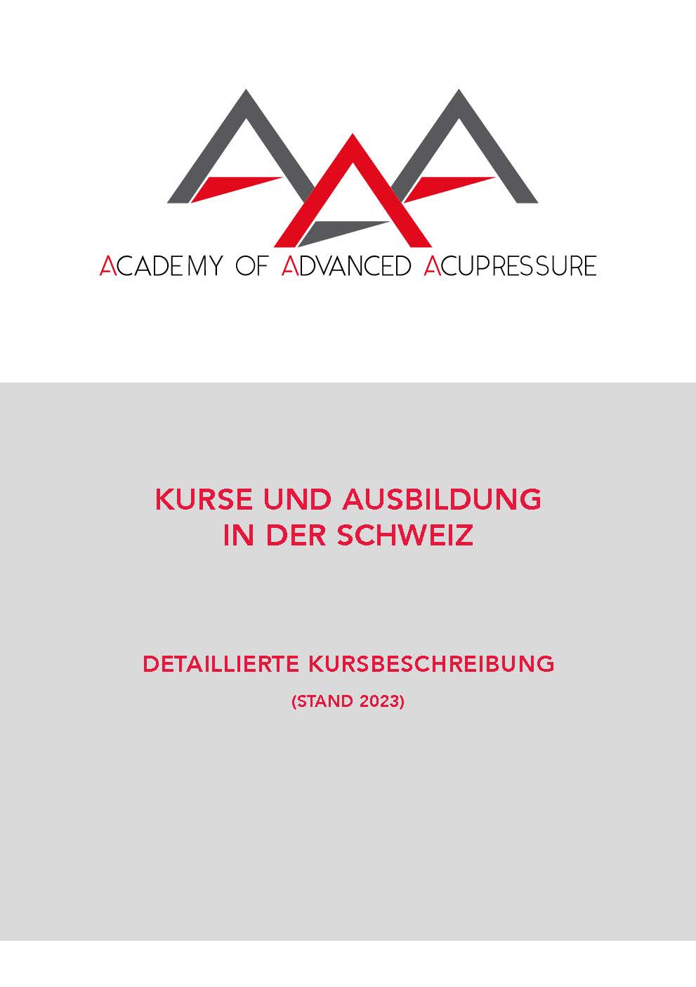 Academy of Advanced Acupressure Kursprogramm 2023